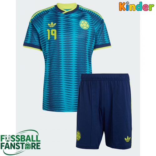Kolumbien Rafael Santos Borre #19 Replik Auswärtstrikot Kinder WM 2026 Kurzarm (+ Kurze Hosen)